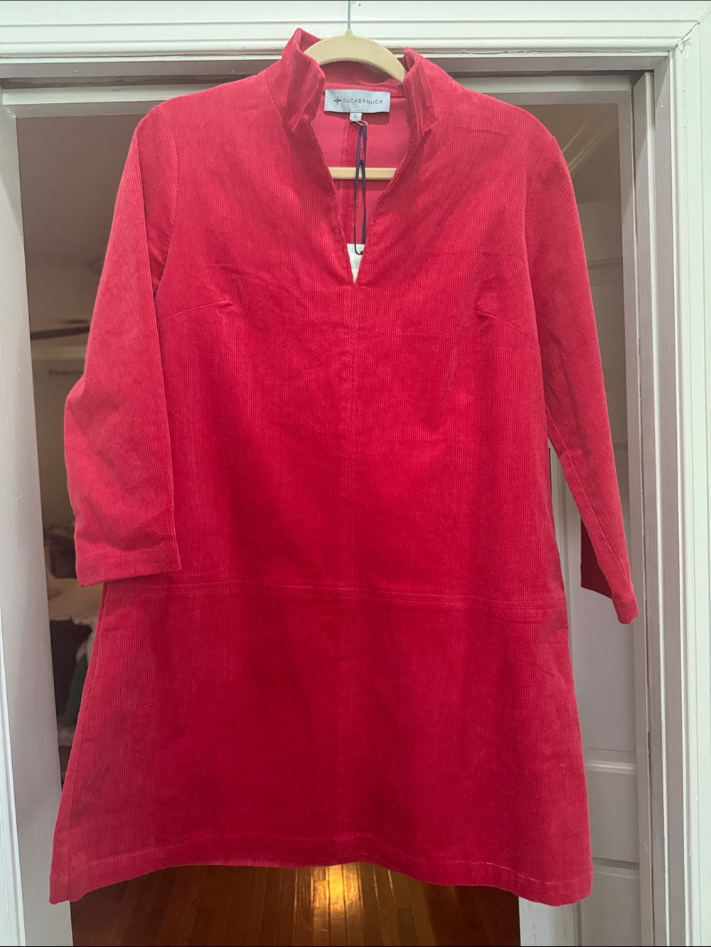 Tuckernuck Red Corduroy Clifton Shift Dress